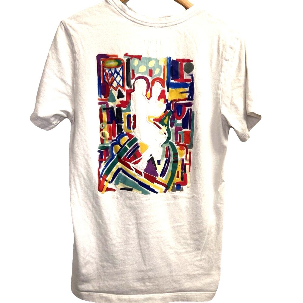Nike Air Jordan Graphic T Shirt Small White Multicolor Print 90s Y2k Basketball